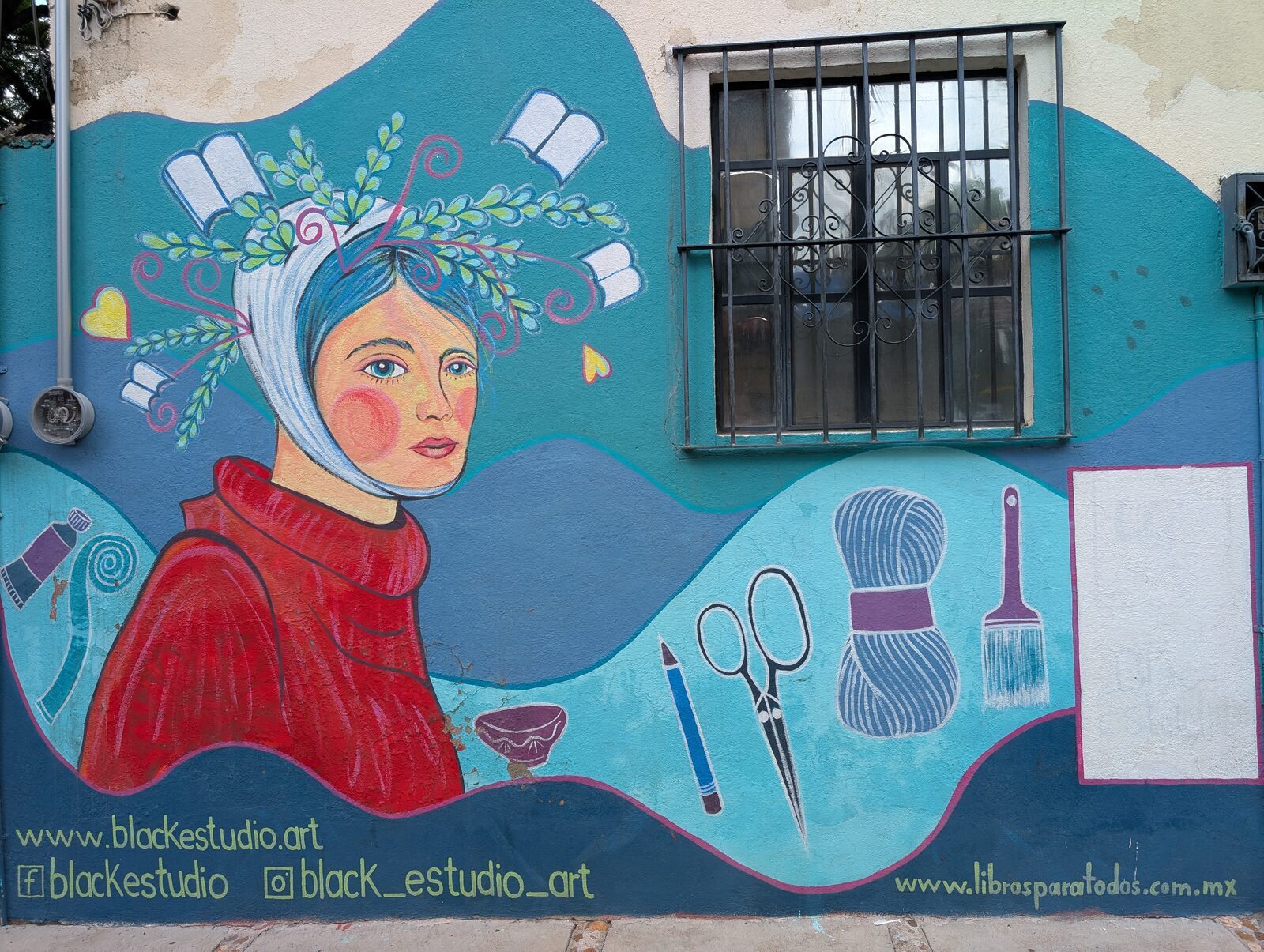 Woman with books in hair