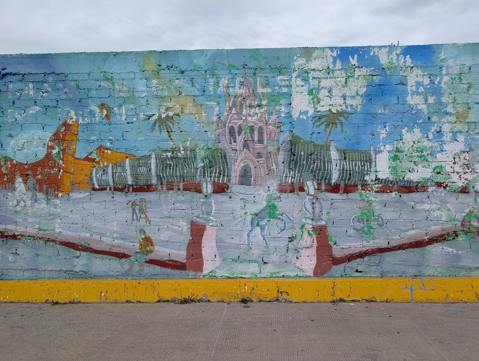 Faded plaza townscape