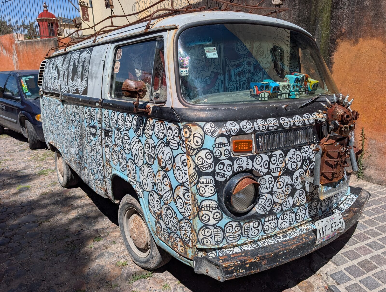 Skull-covered VW combi