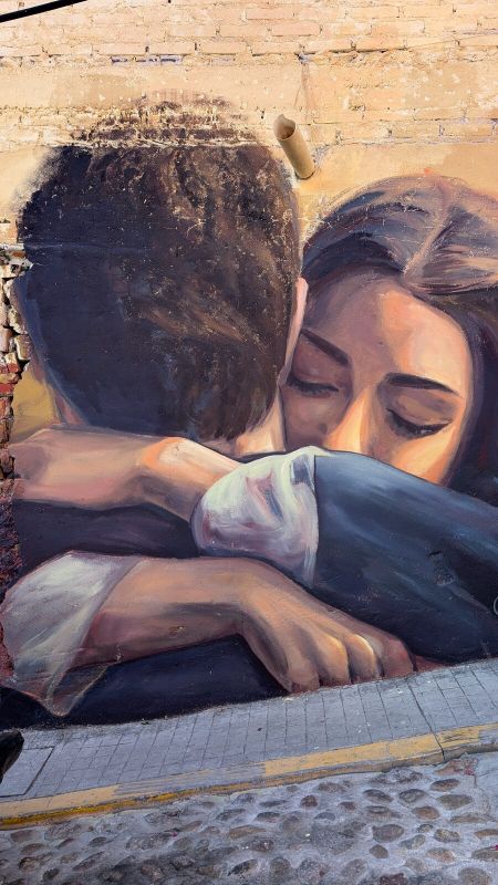 Embracing couple