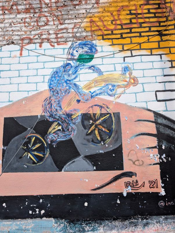 Cyclist on fire