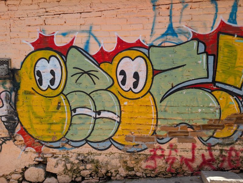 Green bubble-letter throwup
