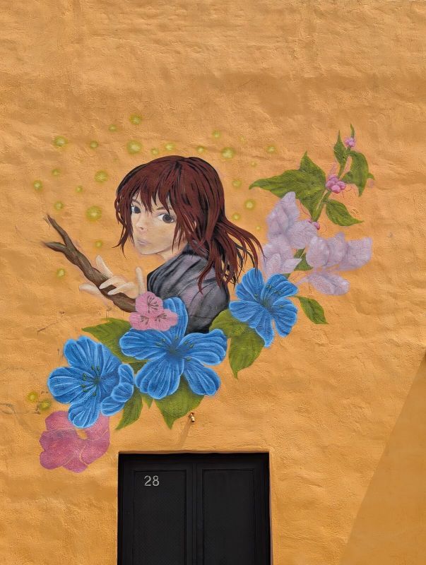 Anime girl with blossoms