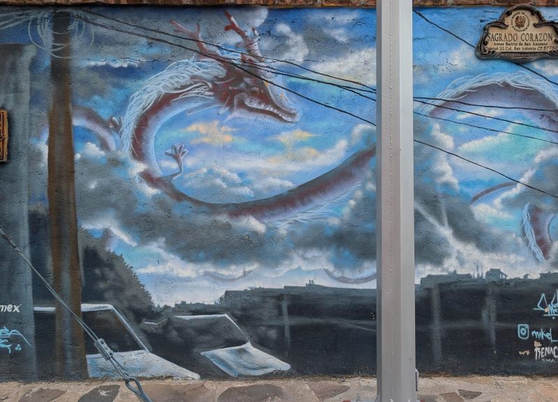 Cloud dragon over city