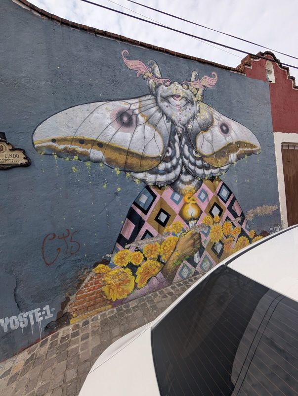 Moth-woman and marigolds