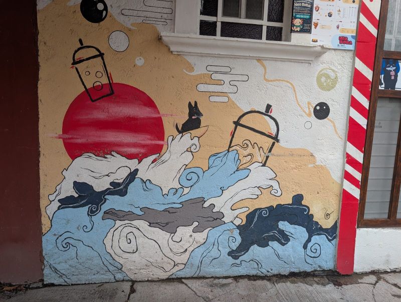 Boba shop wave scene