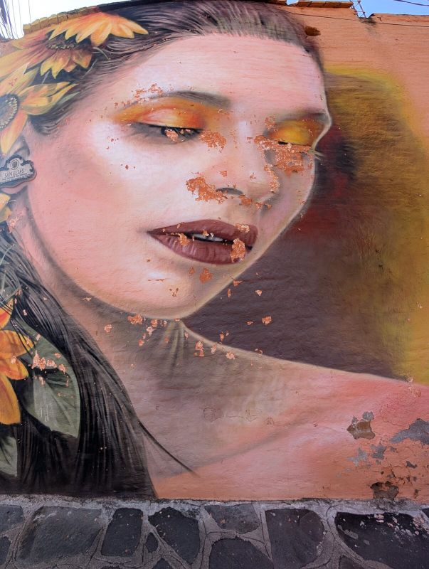 Woman with sunflowers