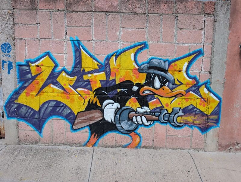 Cartoon duck with wildstyle