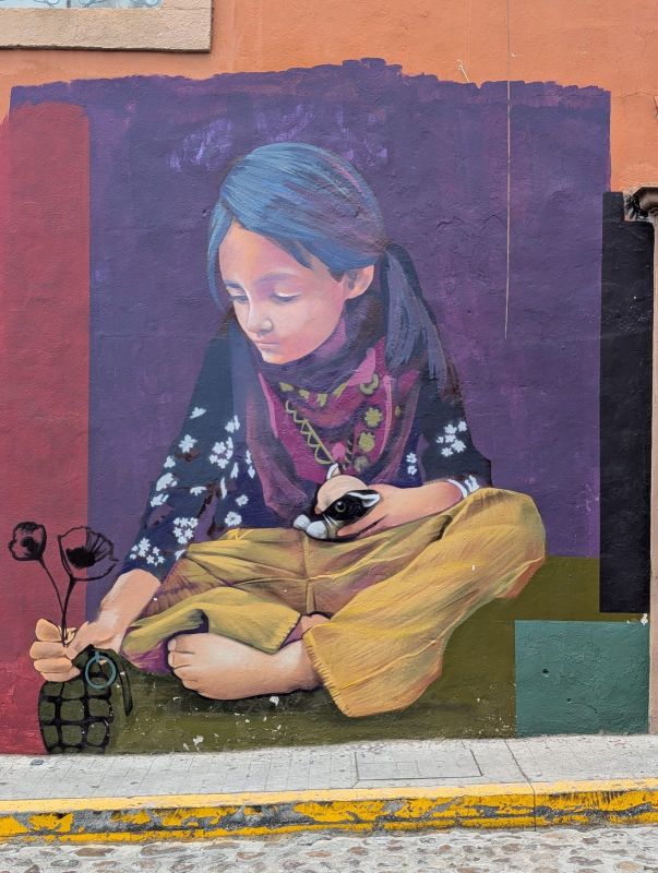 Girl with grenade and animal