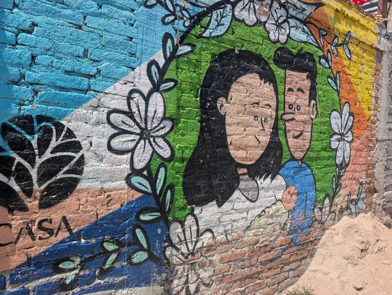 Couple among flowers