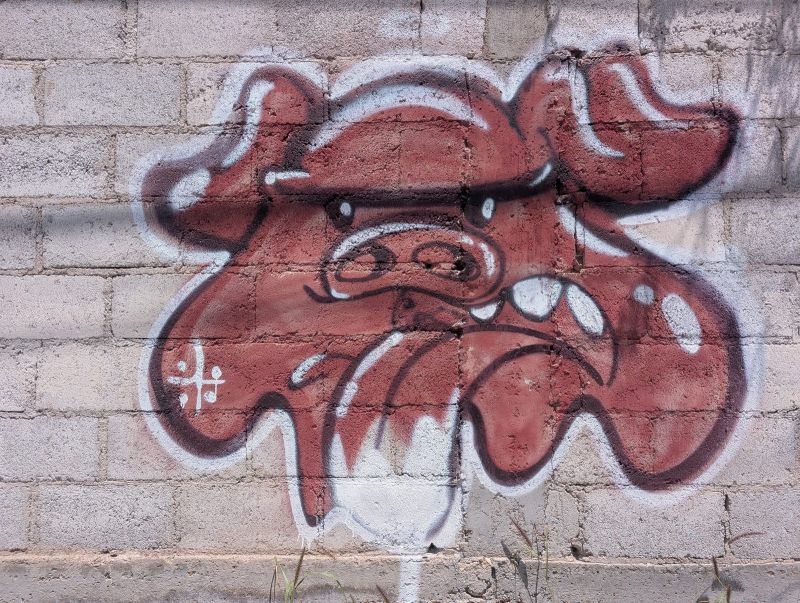 Snarling bull head