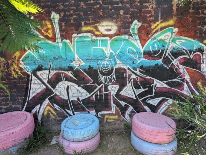 Teal wildstyle with grin