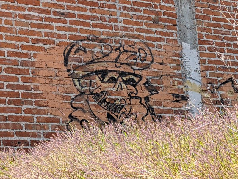 Outlined face in a hat