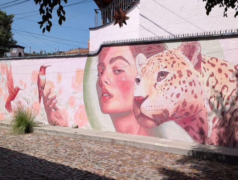 Woman and jaguar