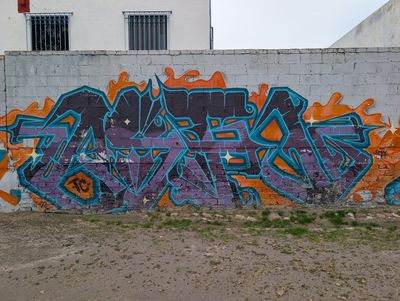 Flaming wildstyle piece