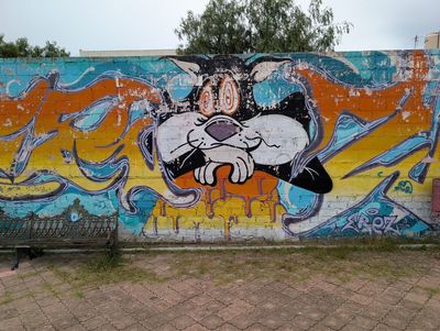 Peeking cartoon cat
