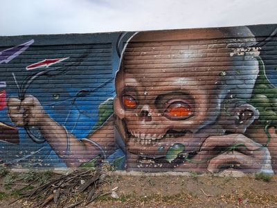 Bebé con rostro de calavera